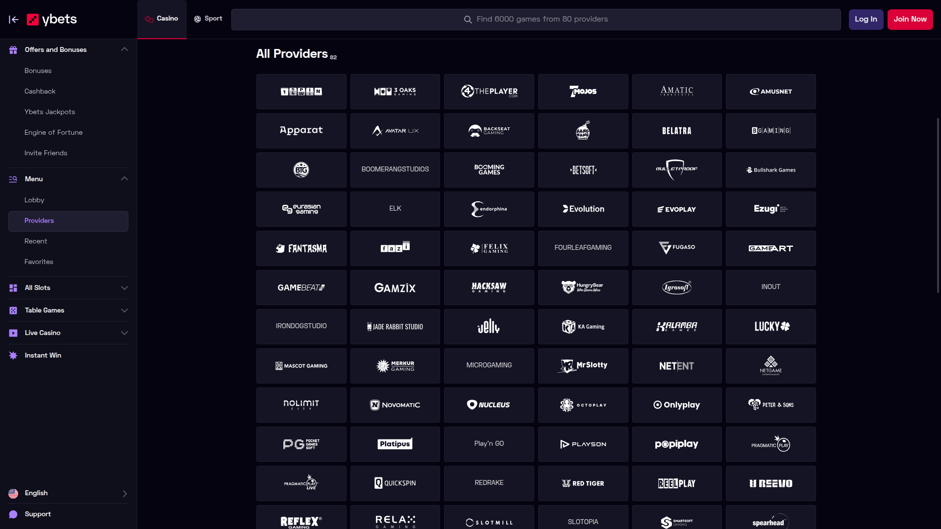 Ybets Casino Desktop Game Developers