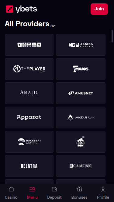 Ybets Casino Mobile Game Developers