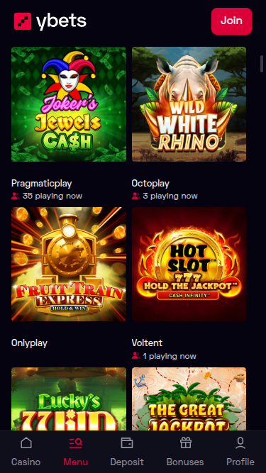Ybets Casino Mobile Jackpot