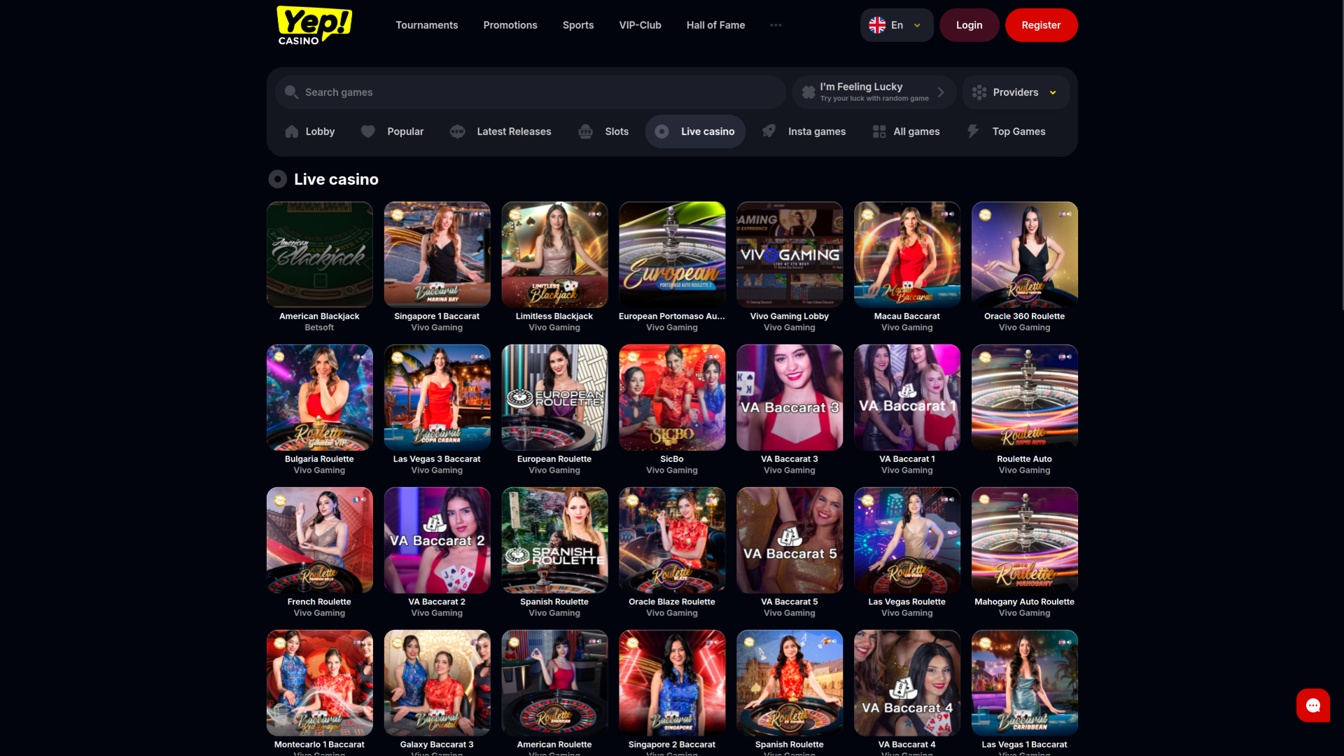 Yep Casino Live Dealer