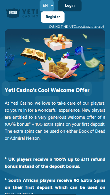 Yeti Casino Mobile Promotions