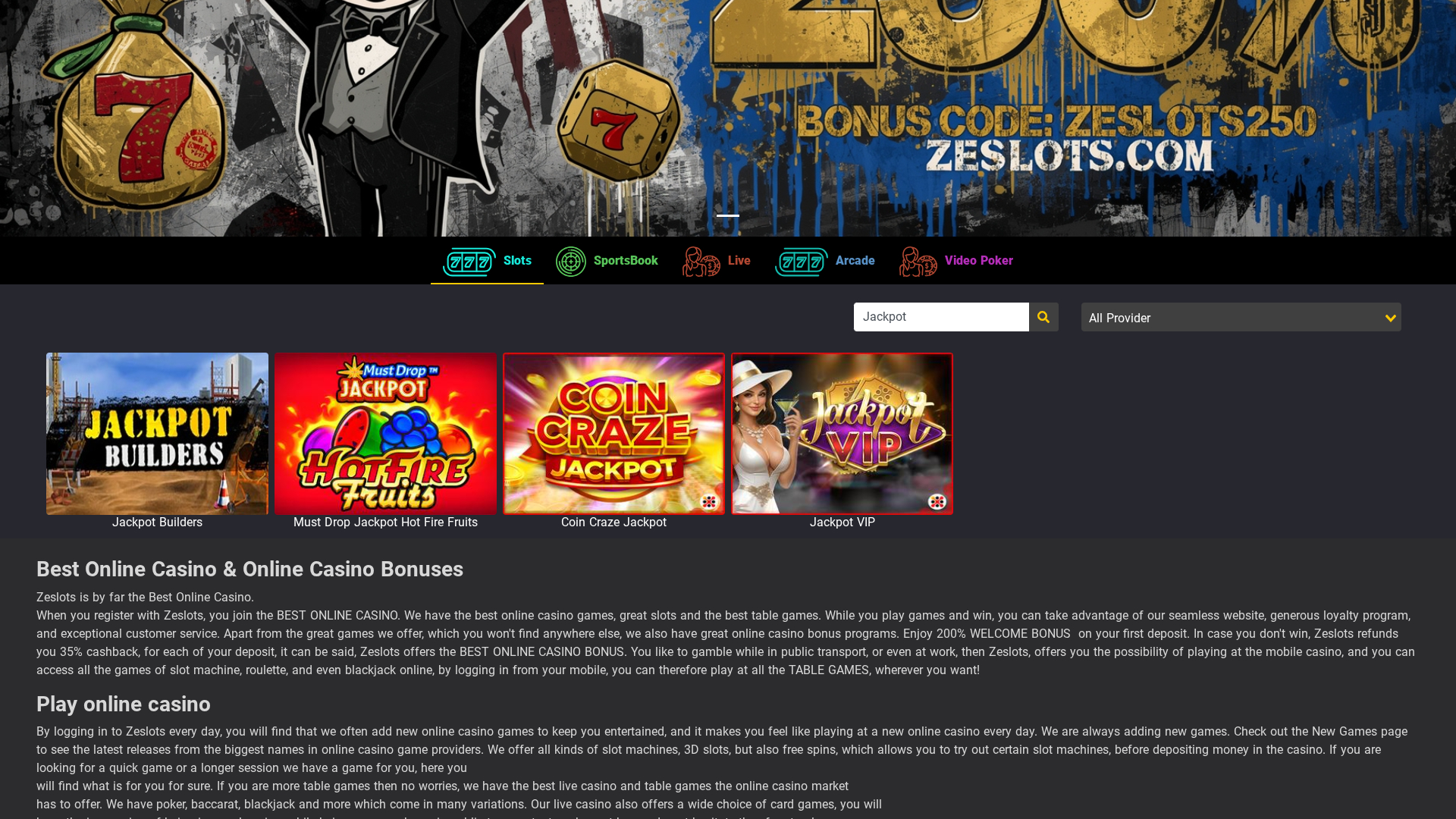 Zeslots Casino Desktop Jackpot