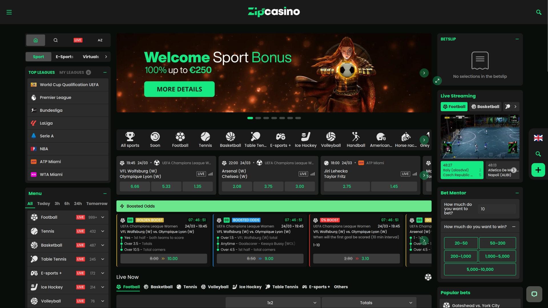 Zip Casino Desktop Sports Betting