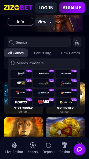 Zizobet Casino Game Developers