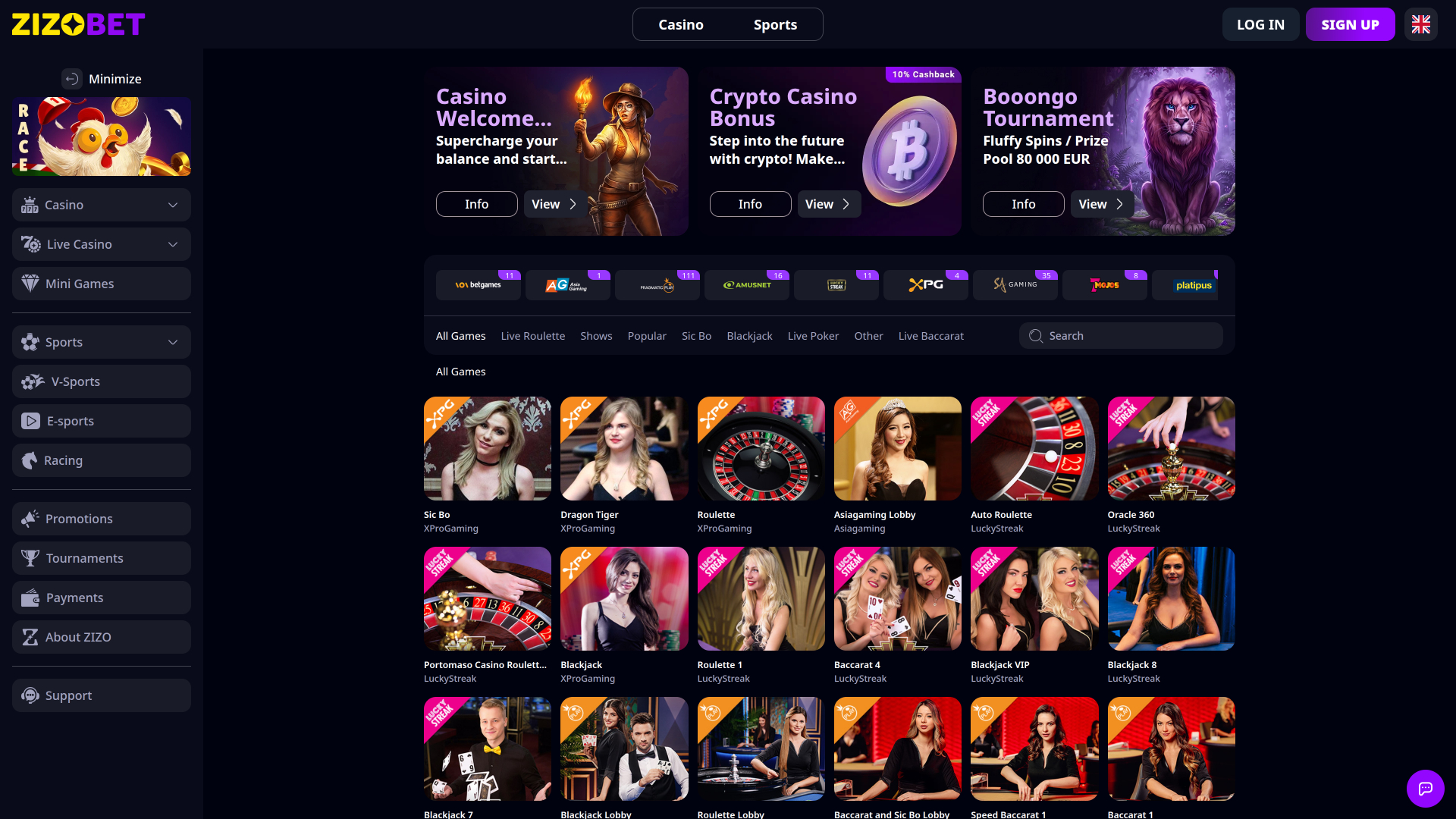 Zizobet Casino Live Dealers