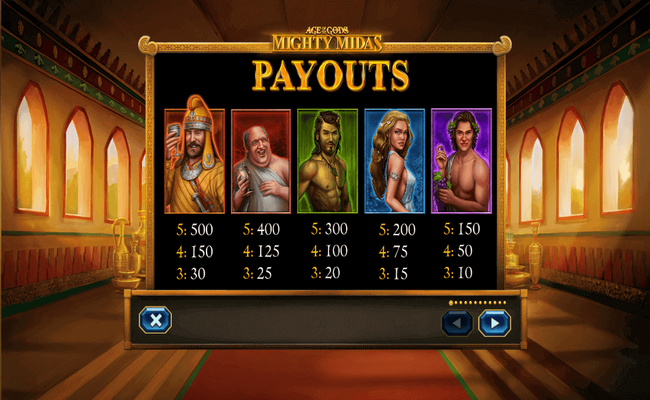 age of the gods mighty midas paytable