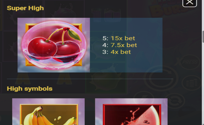 cherrypop burst paytable 1