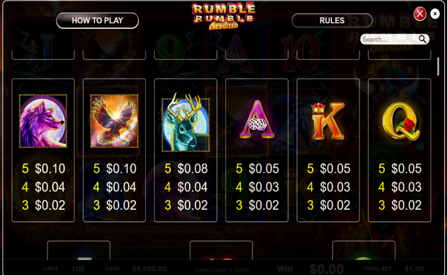 colosseum riches paytable 2