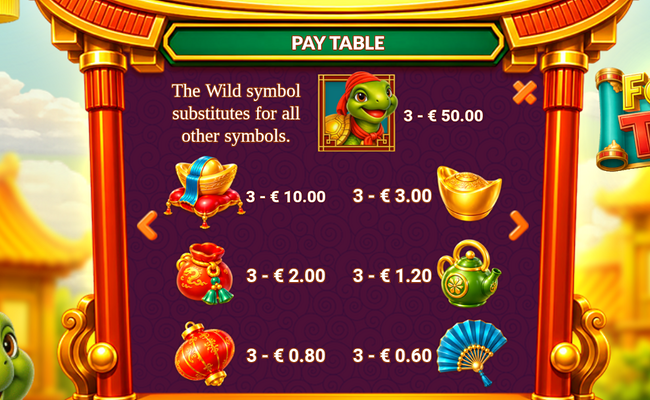 fortune tarta paytable