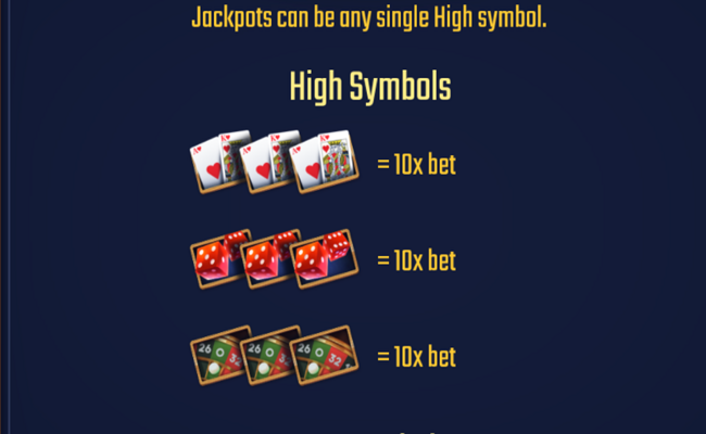 high roller bonanza paytable 1