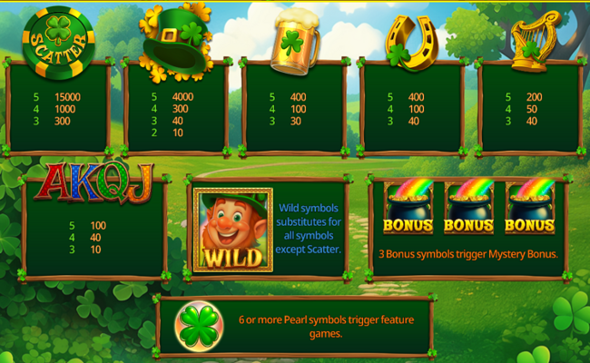 lucky jimmy pots and pearls paytable