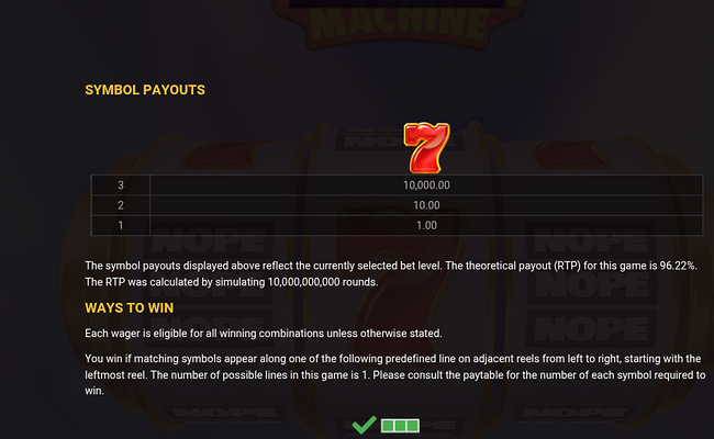 max win machine paytable
