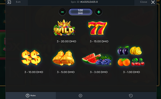 multi hot 5 wild paytable