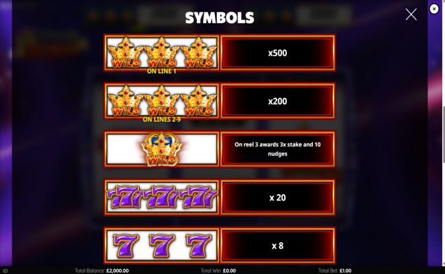 nudge royale paytable 1