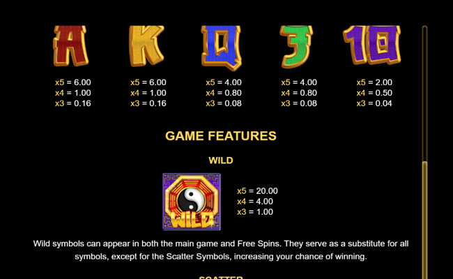 panda temple riches paytable 2