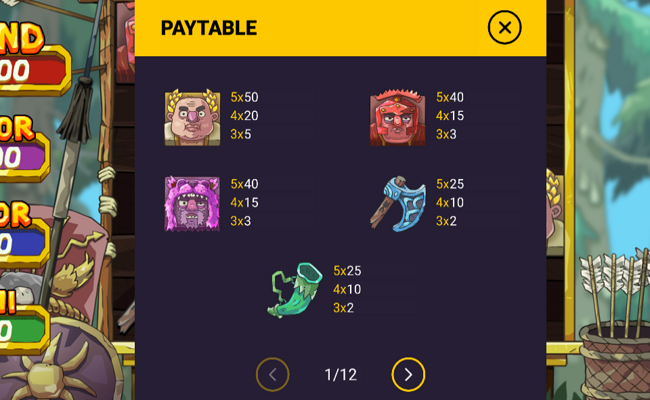 roman glory paytable 1
