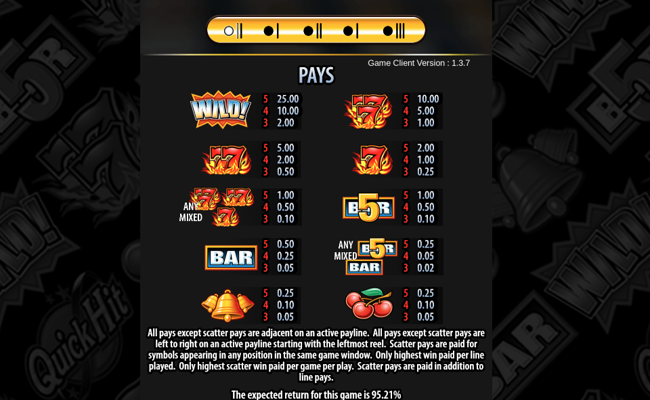 triple cash wheel paytable