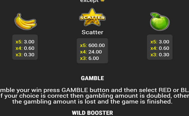 wild hot 40 blow booster paytable 2