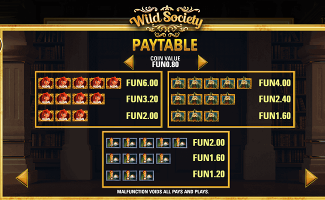 wild society paytable 1