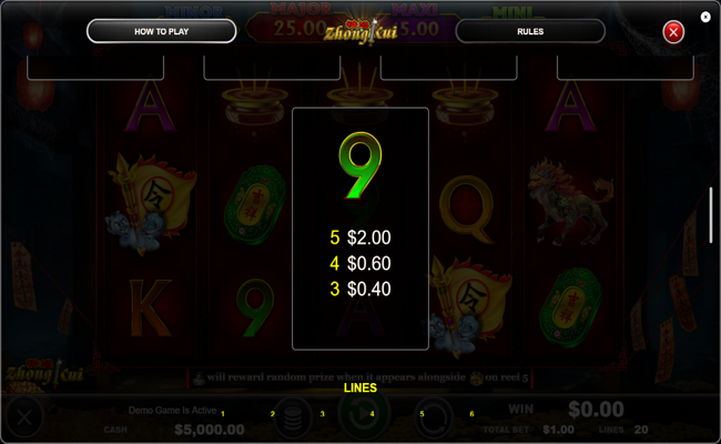 zhong kui paytable 4