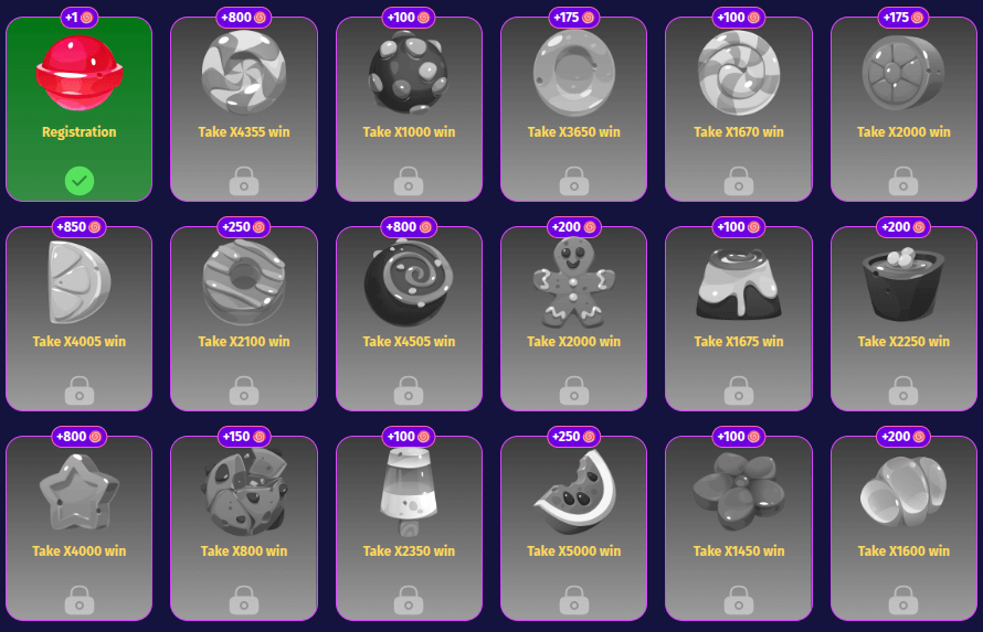lolly spins casino achievements screenshot