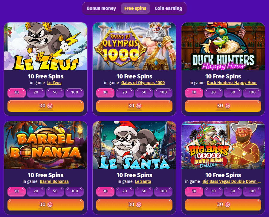 lolly spins casino shop screenshot