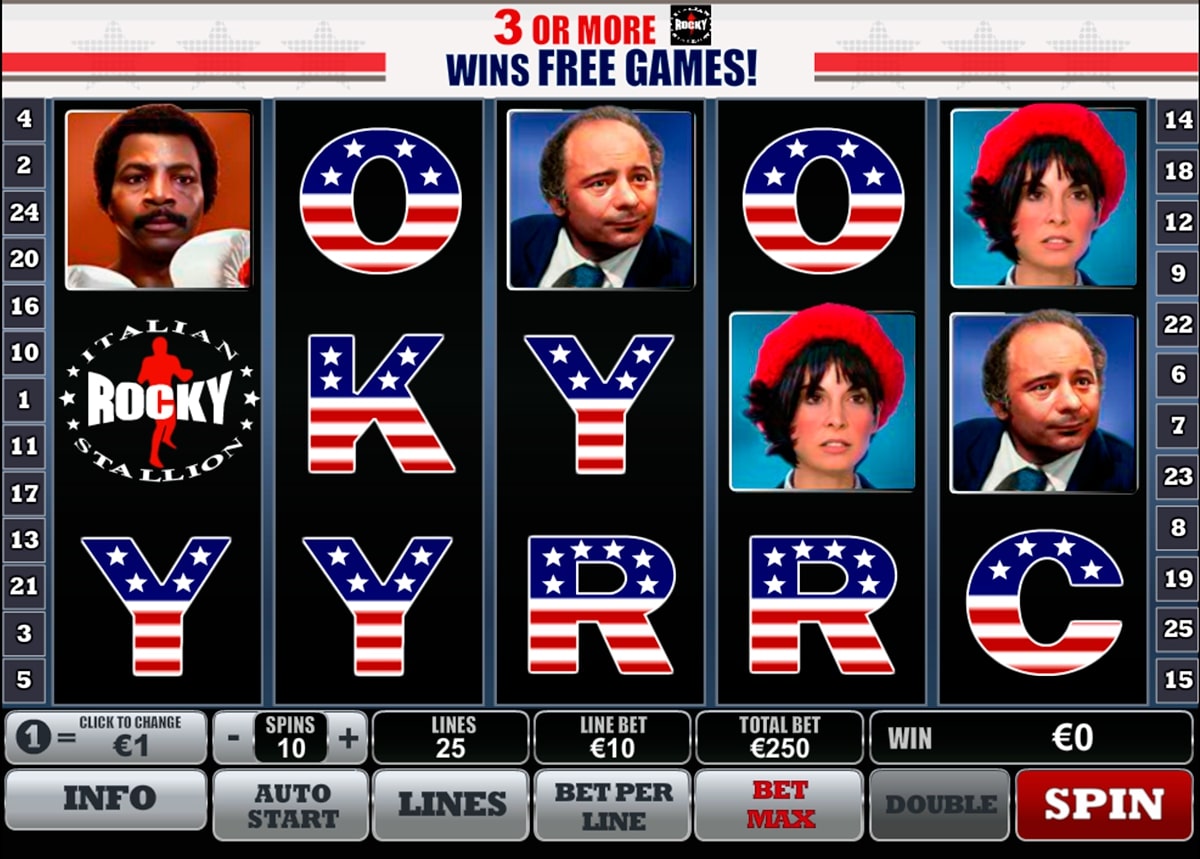Playtech Rocky movie inspired slot gameplay scatter wild free spins