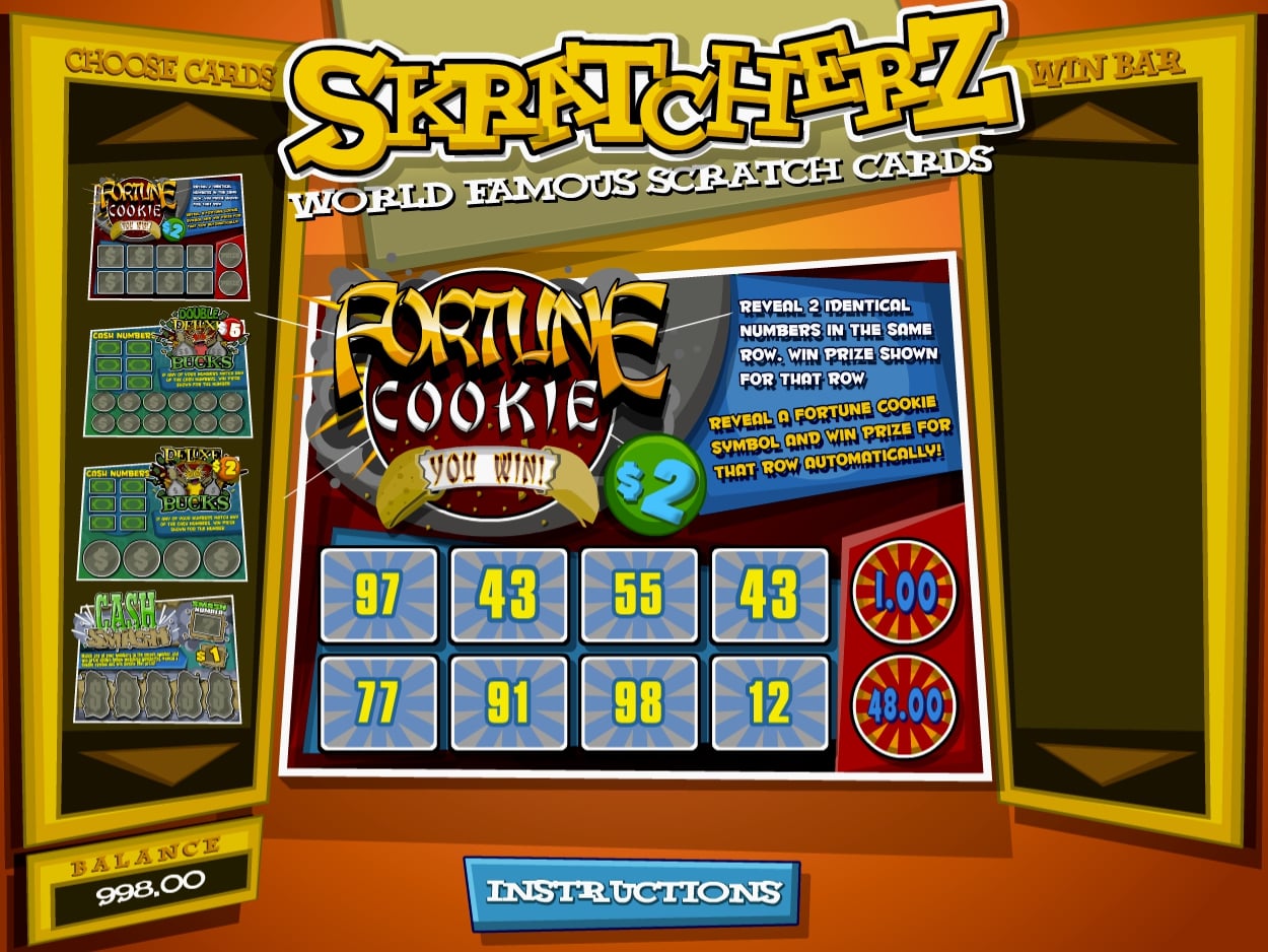 Instruccionesz tarjetas de rascar Betsoft Skratcherz casino en línea